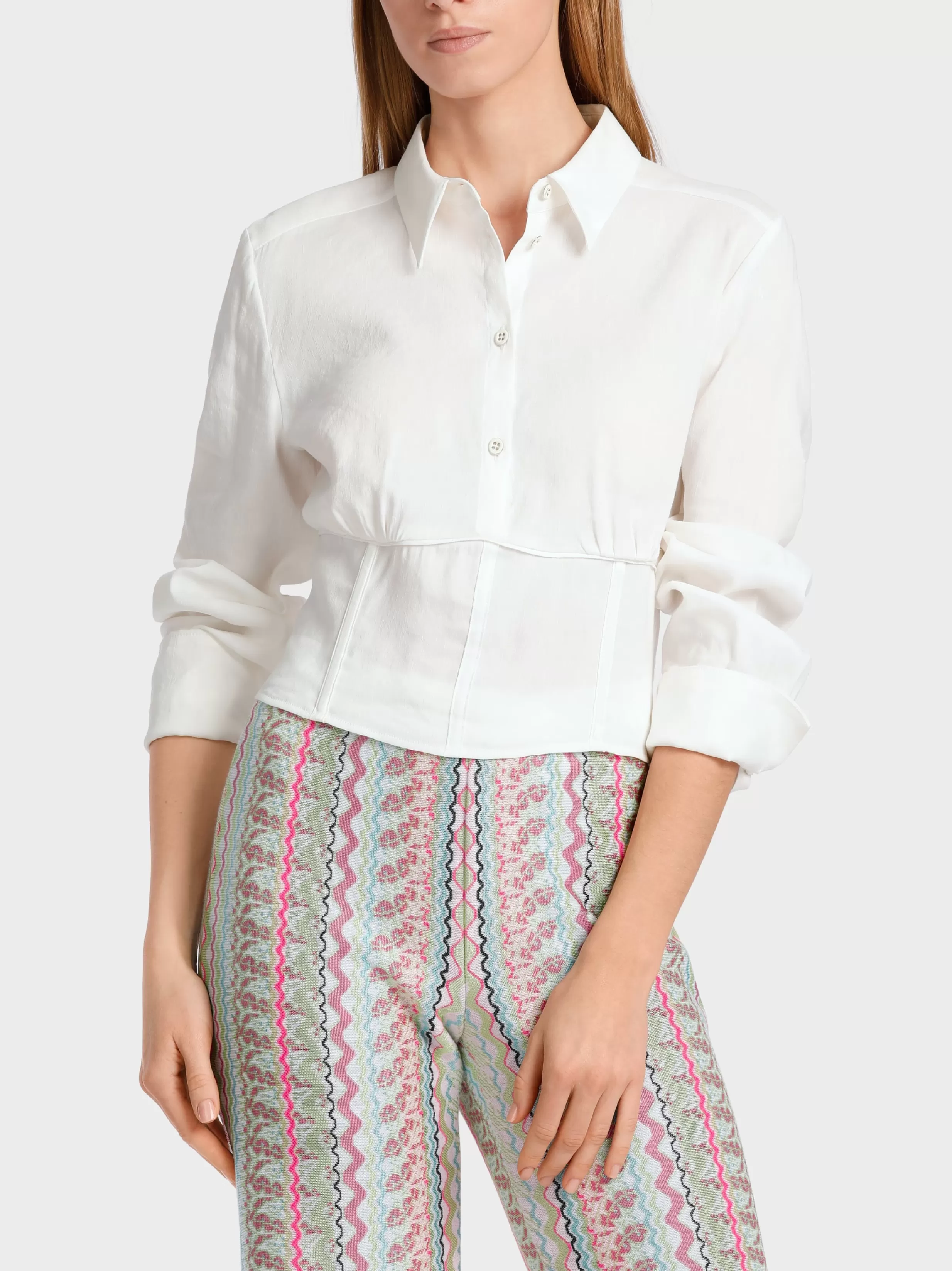 Outlet Marc Cain Kurze Bluse im 30ies-Vintage-Style off-white